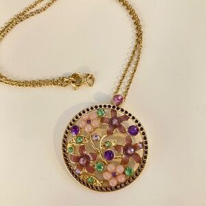Gold tone and multi color pendant